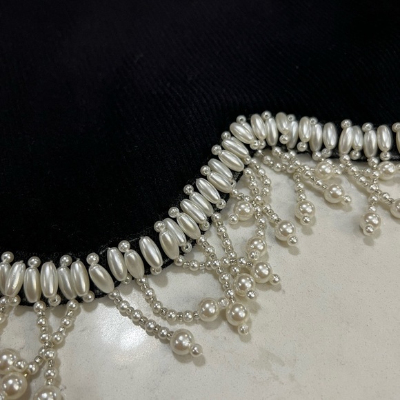 Zara Black Crop Top with Silver Beaded Fringe - Picture 8 of 11